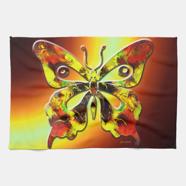 Papillon fractal Art 1 Serviette de cuisine (Horizontal)
