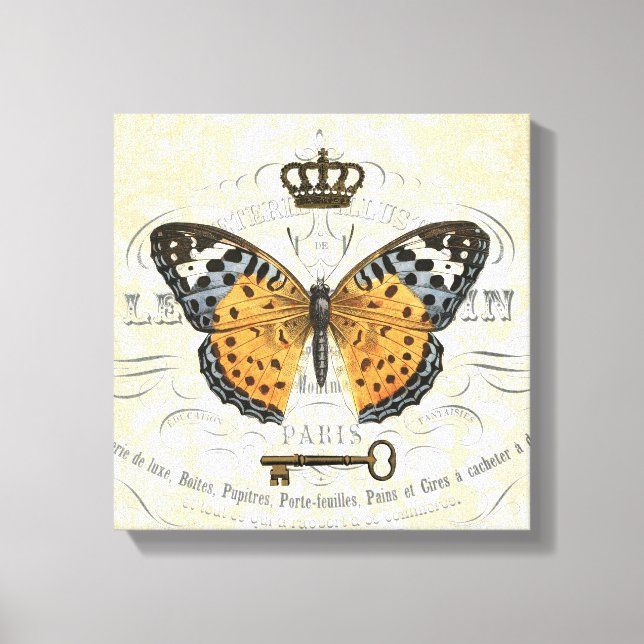Papillon français vintage toile étirée (Recto)