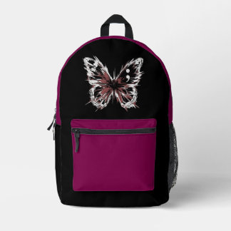 Papillon gothique noir et sac à dos Magenta