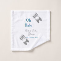 Papillon gris bleu baby shower oh bébé moderne tex