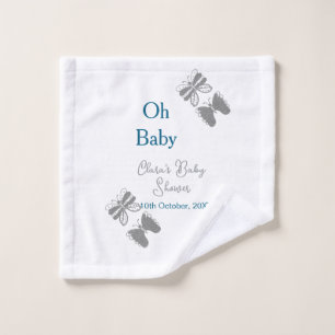 Papillon gris bleu baby shower oh bébé moderne tex