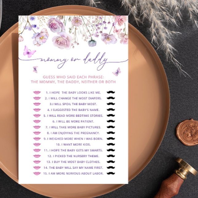 Papillon Jardin maman ou papa Baby shower Jeu (Créateur téléchargé)