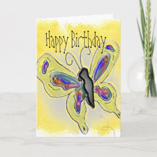 Papillon (jaune) Carte d'anniversaire