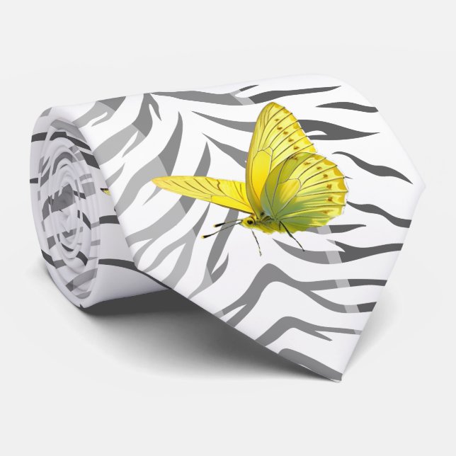 Papillon jaune cravate et rayures de tigre (Roulé)