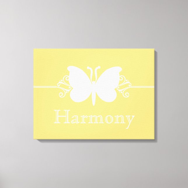 Papillon jaune doux tournoie Virtue toile Imprimer (Recto)