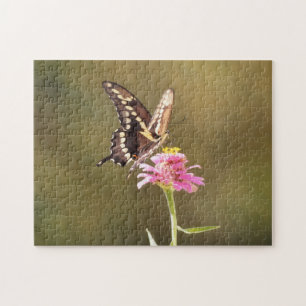 Papillon jaune et noir Fleur Nature Puzzle