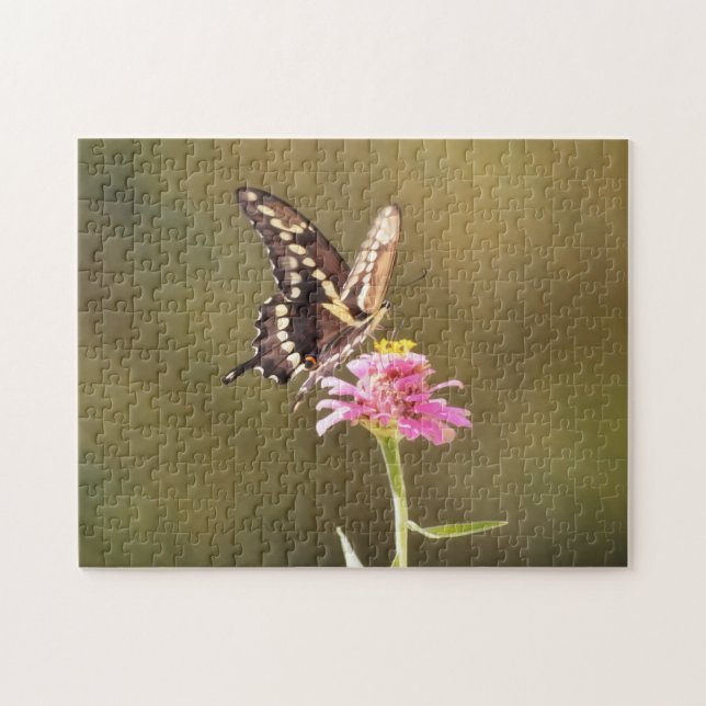Papillon jaune et noir Fleur Nature Puzzle (Horizontal)