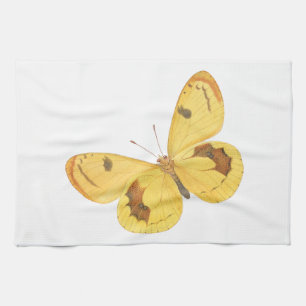 Papillon jaune - serviette de cuisine vintage de