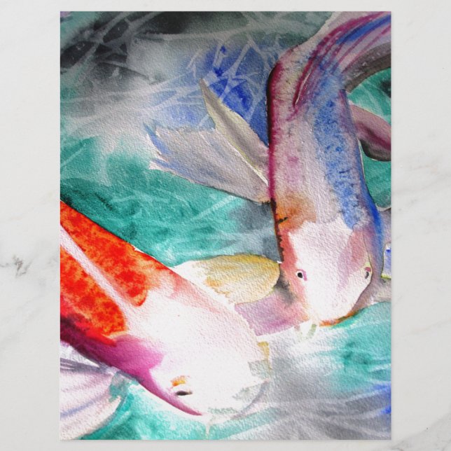 Papillon Koi aquarelle japonais Poisson Art (Devant)