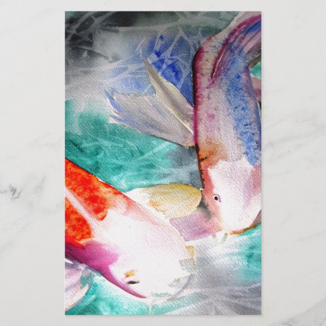 Papillon Koi aquarelle japonais Poisson Art (Devant)