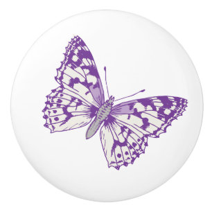 Papillon lady peinte encre violette art poignée de