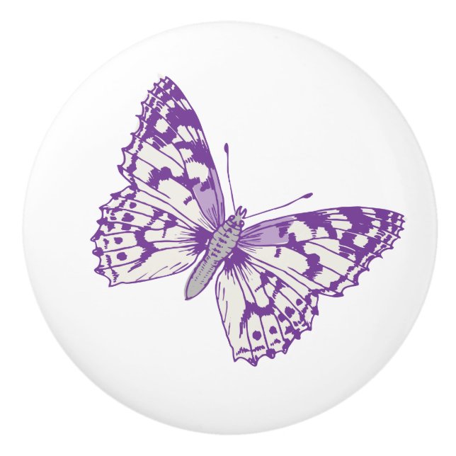 Papillon lady peinte encre violette art poignée de (Devant)