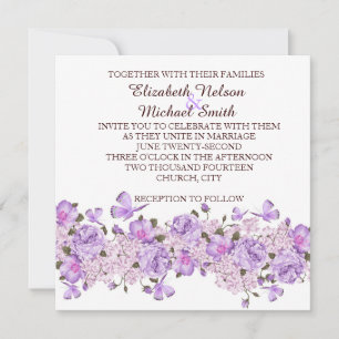 Papillon Lavender Floral Garden Invitation de mari
