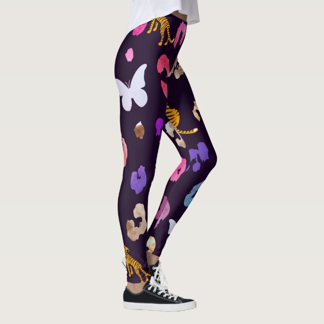 Papillon léopard Leggings noirs (Droite)