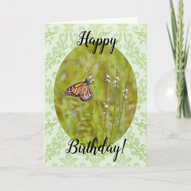 Papillon Monarque sur carte d'anniversaire Motif (Devant)