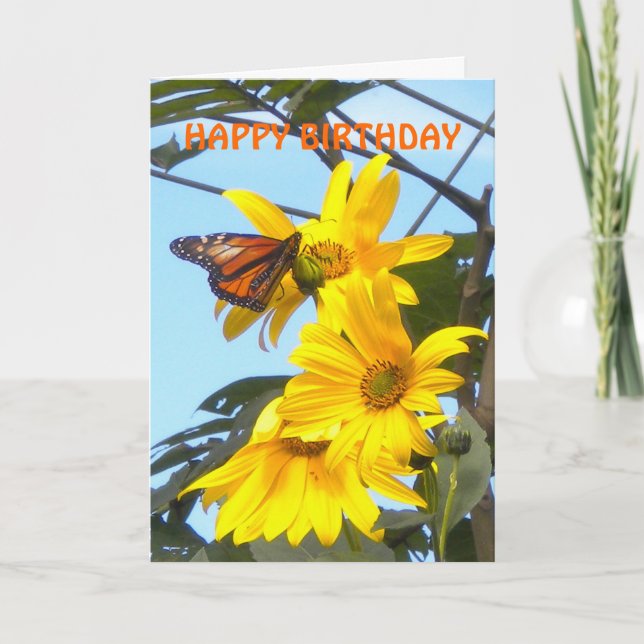 Papillon Monarque sur la carte d'anniversaire de t (Devant)