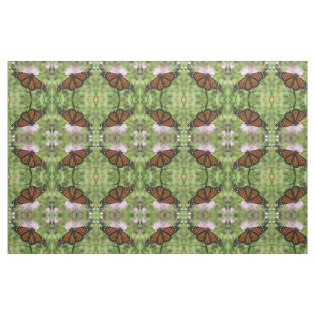 Papillon monarque sur tissu de chardon rose (Fat Quarter)
