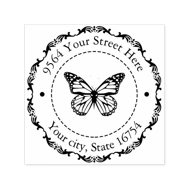 Papillon Monarque, Tampon auto-encreur Adresse per (Design)