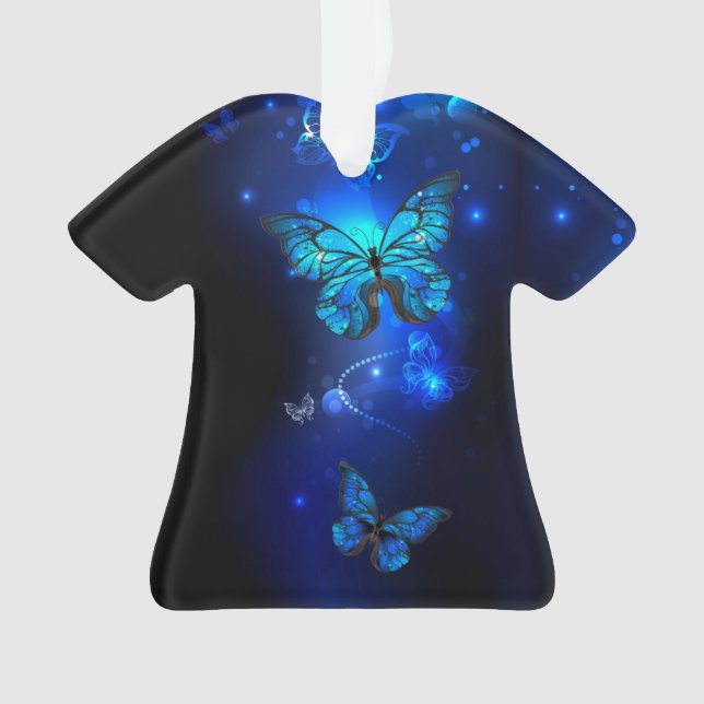 Papillon Morpho sur fond sombre (devant)