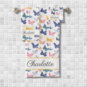 Papillon Motif Aquarelle Coloré Nom Personnalisé