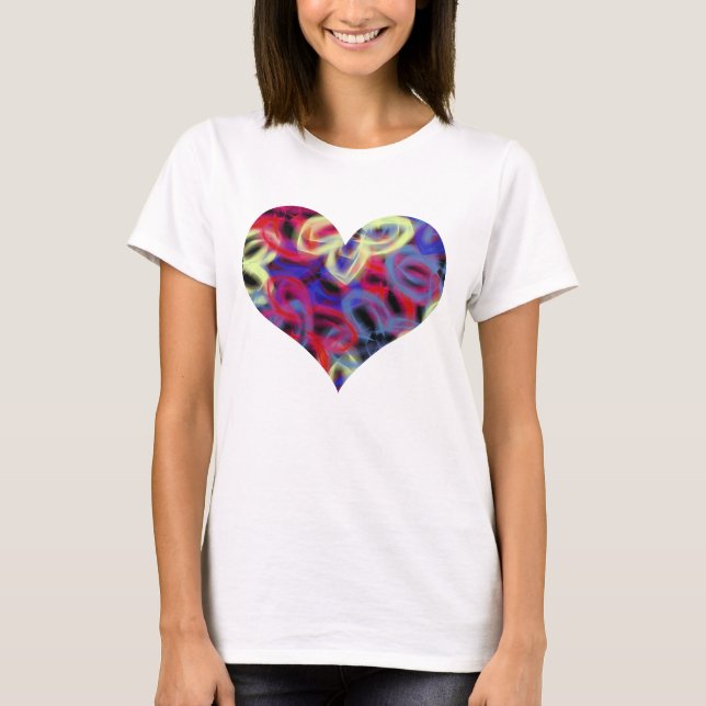 Papillon néon Abstrait forme de coeur T-shirt (Devant)