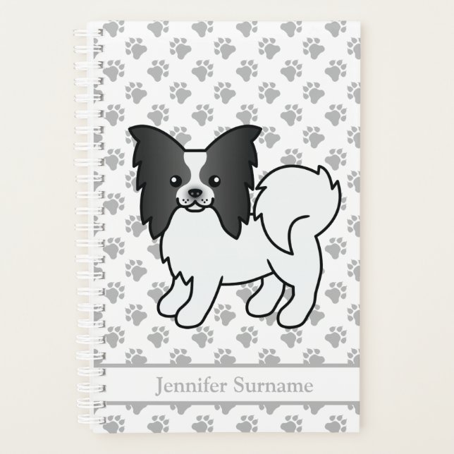 Papillon noir et blanc Chien de dessin animé migno (Devant)