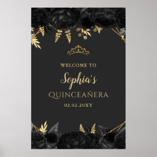 Papillon noir Quinceañera Affiche de bienvenue