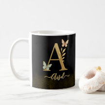 Papillon Or "A" Monogramme café Mug