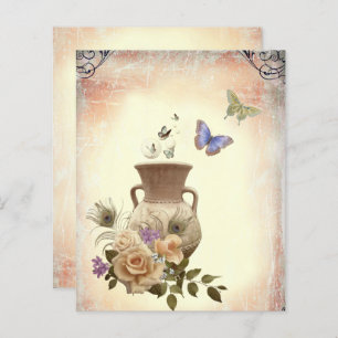 Papillon paon vintage Vase Flower Scrapbook