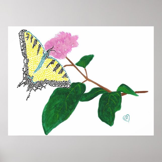 Papillon Papillon Jaune sur Affiche de Fleur (Devant)