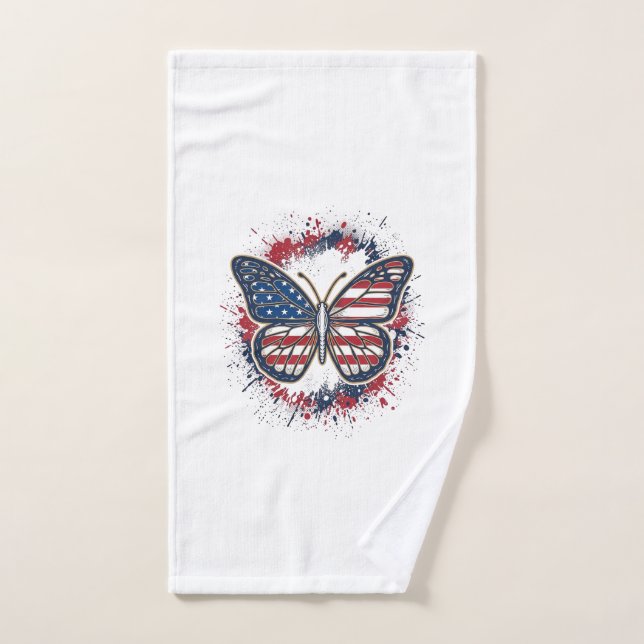 Papillon Patriotique Gravure Vintage Vector Design (Serviette à main)