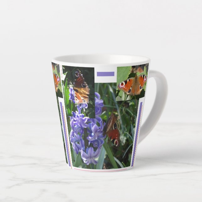 Papillon Peacock Collage Latte Mug (Angle droit)