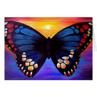 Papillon peignant la carte noire et bleue d'art