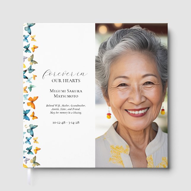 Papillon Photo Funérailles Livre d'invité (Recto)