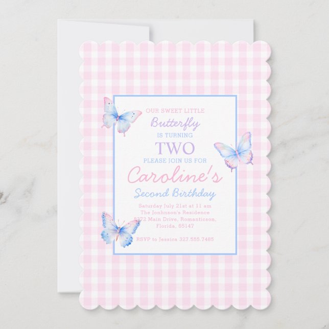 Papillon Photo personnalisée Invitation deuxième a (Devant)