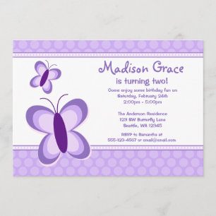 Papillon Polka pourpre Point Invitations Anniversa