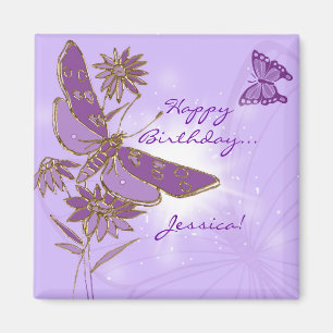 Papillon pourpre Aimant d'anniversaire