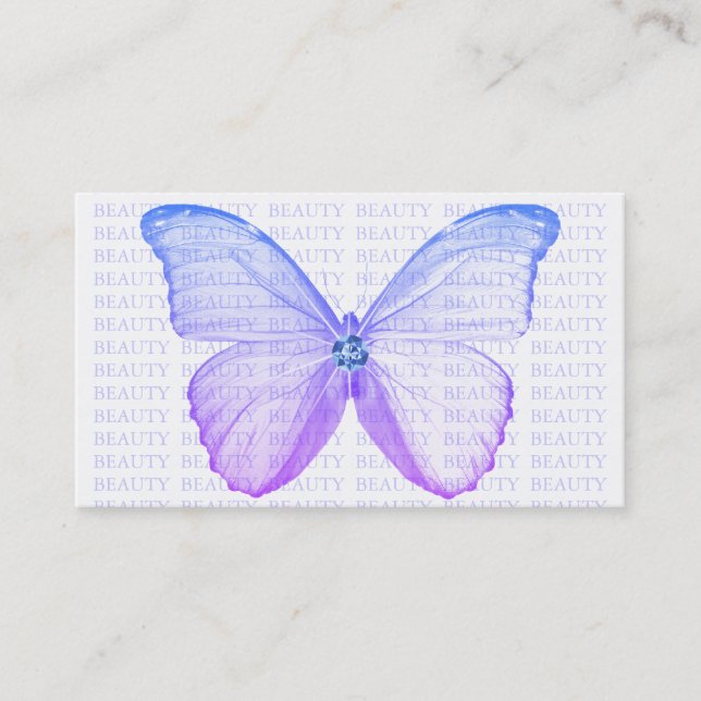 Papillon pourpre bleu de carte de visite de beauté (Devant)