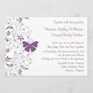 Papillon pourpre Faire-part de mariage