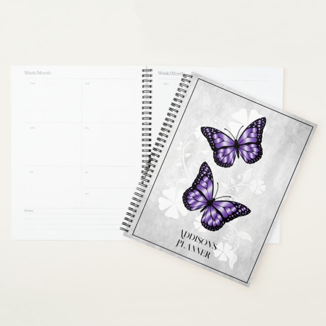 Papillon pourpre Floral Planner (Devant avec enveloppe)