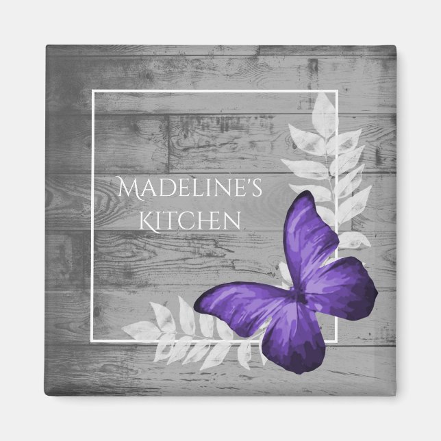 Papillon pourpre Magnet rustique (Devant)