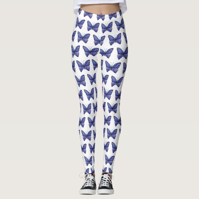 Papillon Purple Aquarelle Papillon Leggings (Devant)