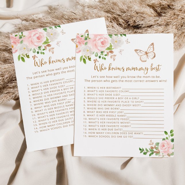 Papillon Qui connaît le mieux maman jeu de baby sh (Créateur téléchargé)