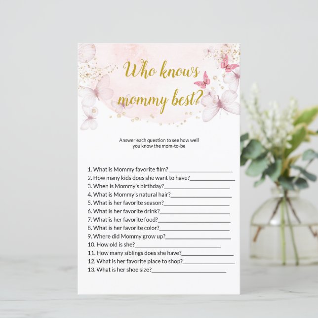 Papillon Qui connaît maman meilleur Baby shower Je (Debout devant)