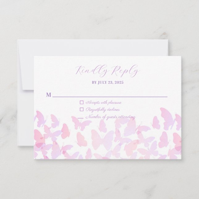 Papillon Quinceañera Carte de réponse RSVP (Devant)