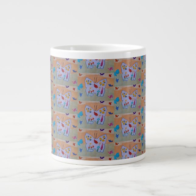 Papillon rêvant une grande Mug (Devant)