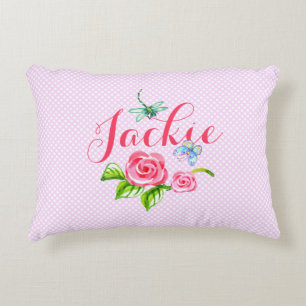 Papillon rose À petits pois Accent Coussin