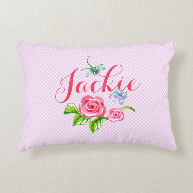 Papillon rose À petits pois   Accent Coussin (Devant)