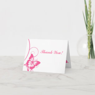 Papillon Rose Chaud et Blanc Merci