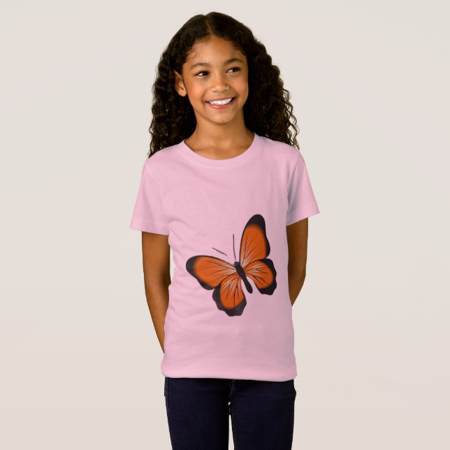 papillon rose classique décontracté T-shirt filles (Devant entier)